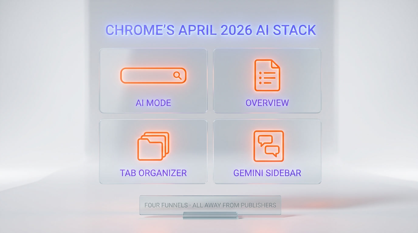 Four Chrome AI features in April 2026 — AI Mode, Overview, Tab Organizer, Gemini Sidebar