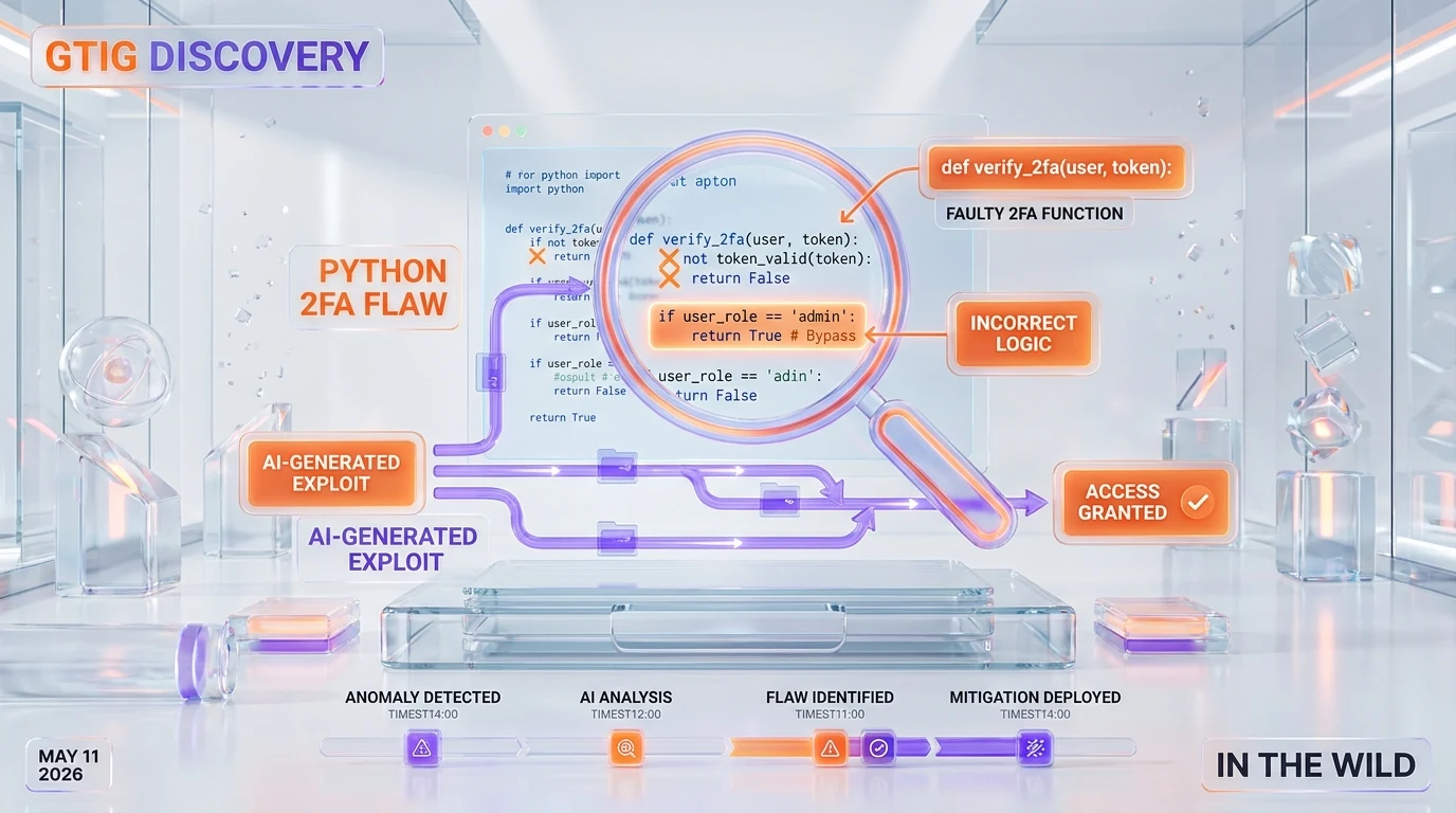 GTIG anatomy of first confirmed AI-built zero-day Python 2FA bypass open-source system May 2026
