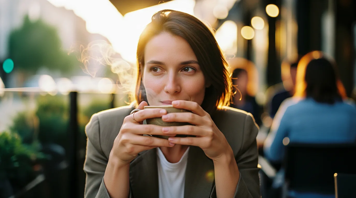 Imagen 4 Standard AI generated image — clean skin textures, well-rendered steam, golden hour bokeh