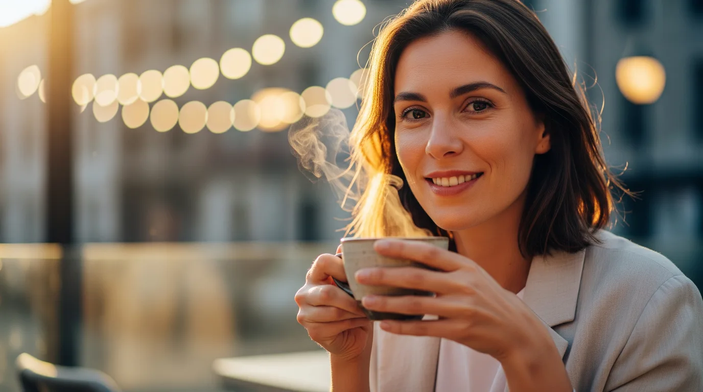 Imagen 4 Ultra AI generated image — cleanest output, natural skin, magnificent bokeh string lights, zero artifacts