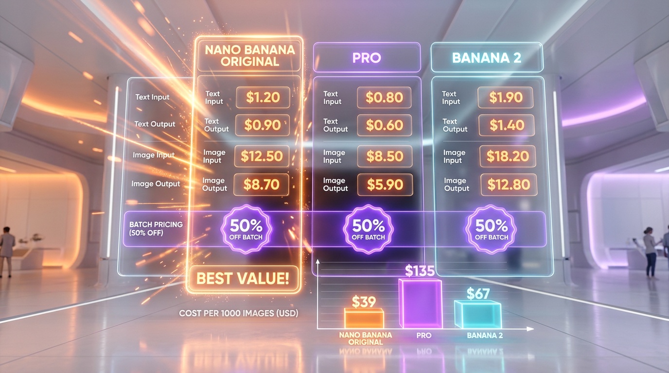 Nano Banana Models Pricing Comparison — $0.039 vs $0.134 vs $0.067 per image
