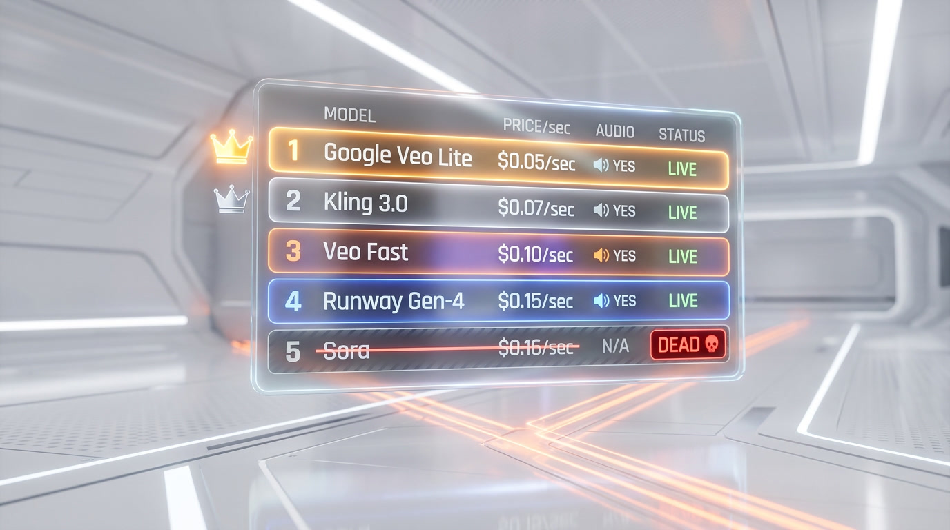 AI Video Price War — Veo Lite $0.05 vs Kling $0.07 vs Runway $0.15