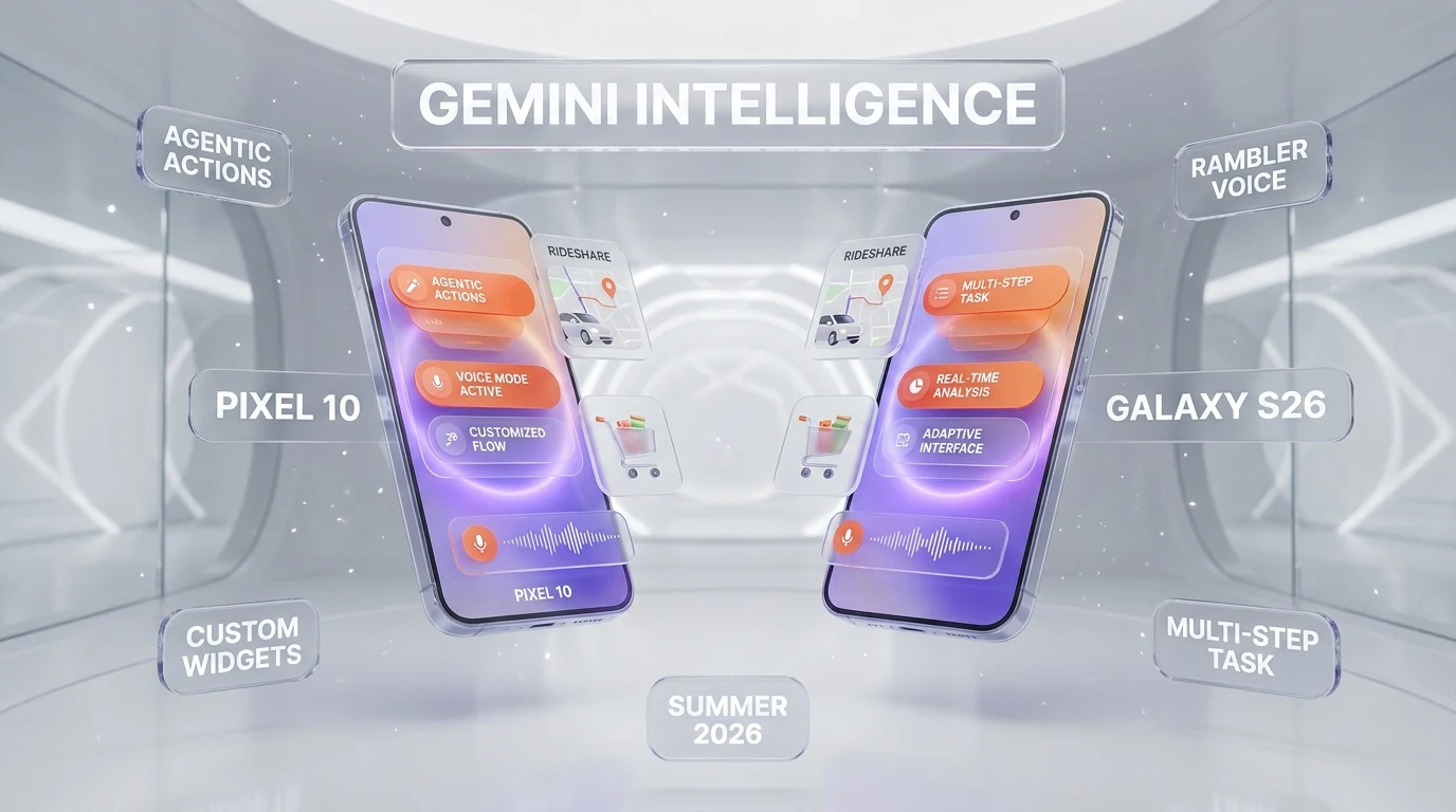 Gemini Intelligence rolling to Pixel 10 and Galaxy S26 this summer with agentic actions, Rambler voice typing, and custom widgets