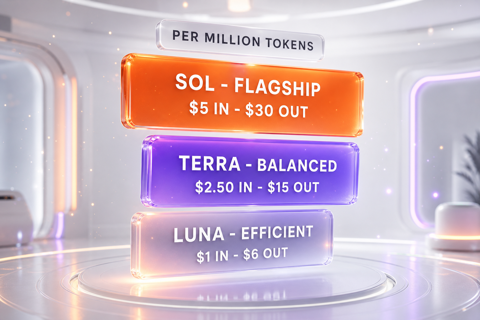 GPT-5.6 three tiers with pricing — Sol flagship, Terra balanced, Luna efficient, per million tokens