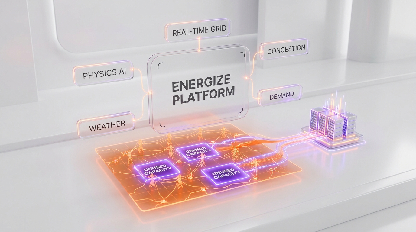 GridCARE Energize platform — physics-based AI mapping unused grid capacity