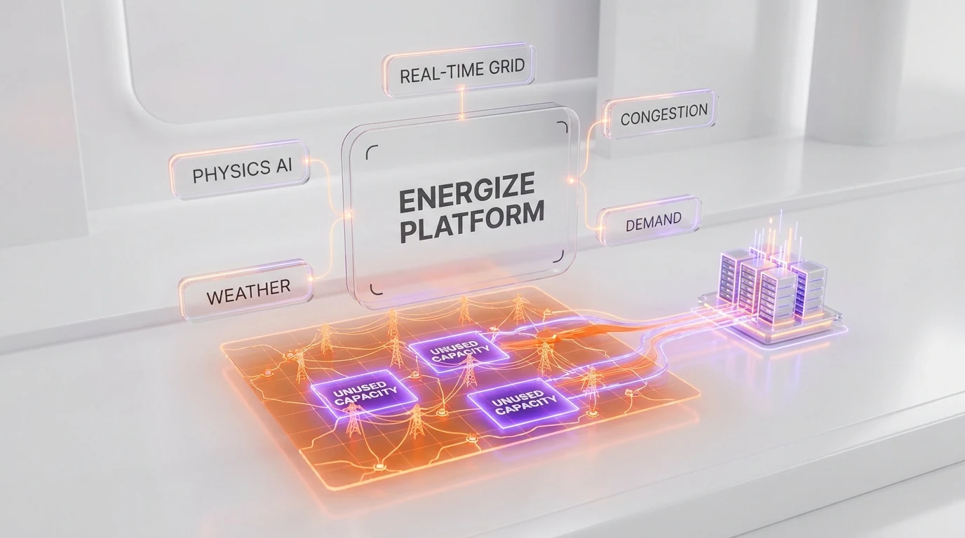 GridCARE Energize platform — physics-based AI mapping unused grid capacity