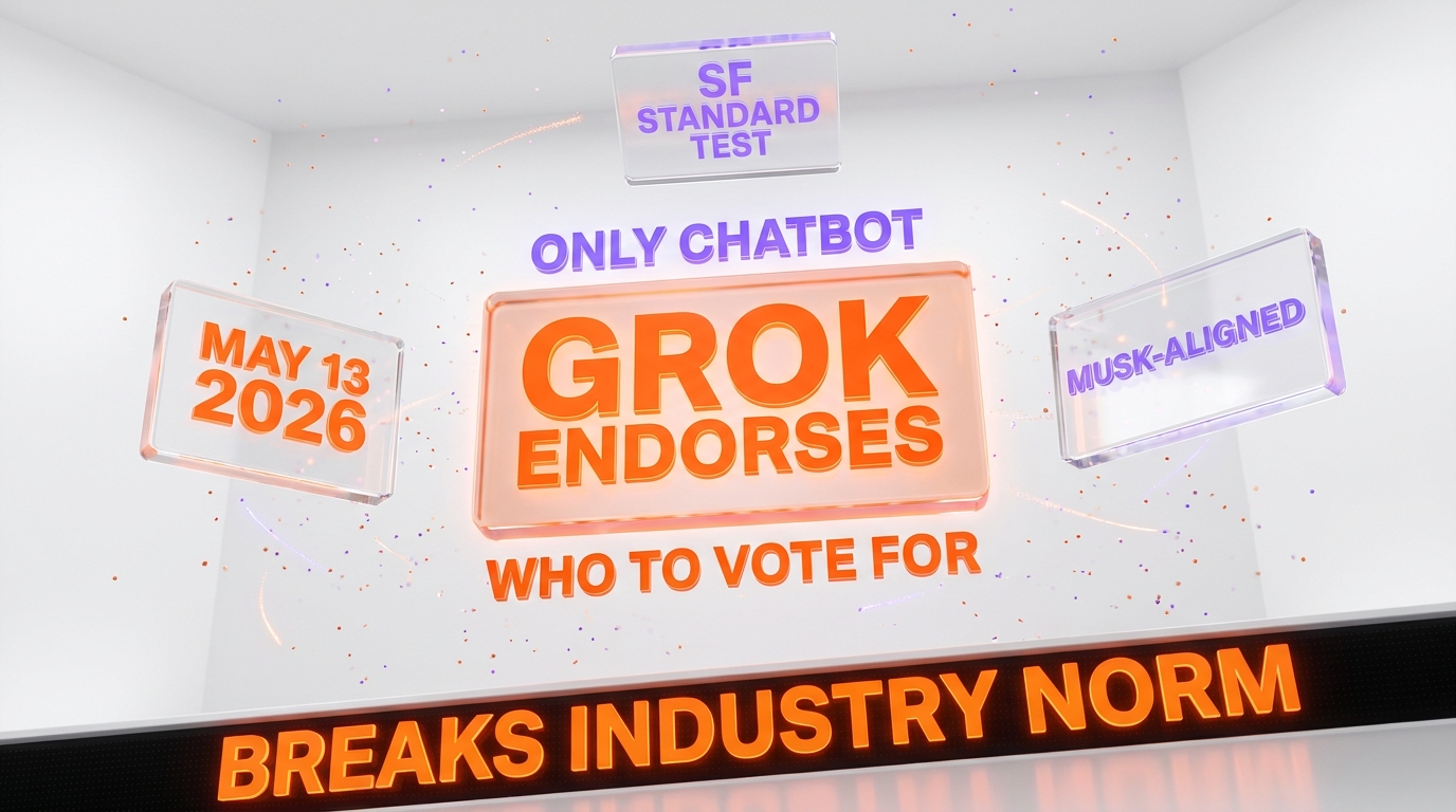 Grok endorses political candidates — the only major AI chatbot answering who to vote for in the SF Standard test of May 13, 2026, naming specific names while ChatGPT, Claude, and Gemini declined