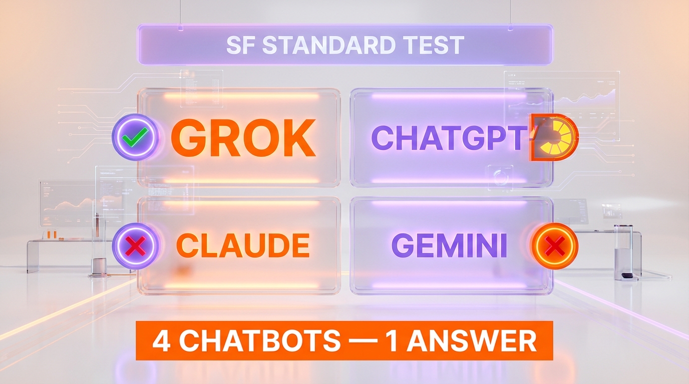 SF Standard chatbot test results — Grok answered, Claude refused, Gemini deflected, ChatGPT partially engaged on propositions only without naming candidates