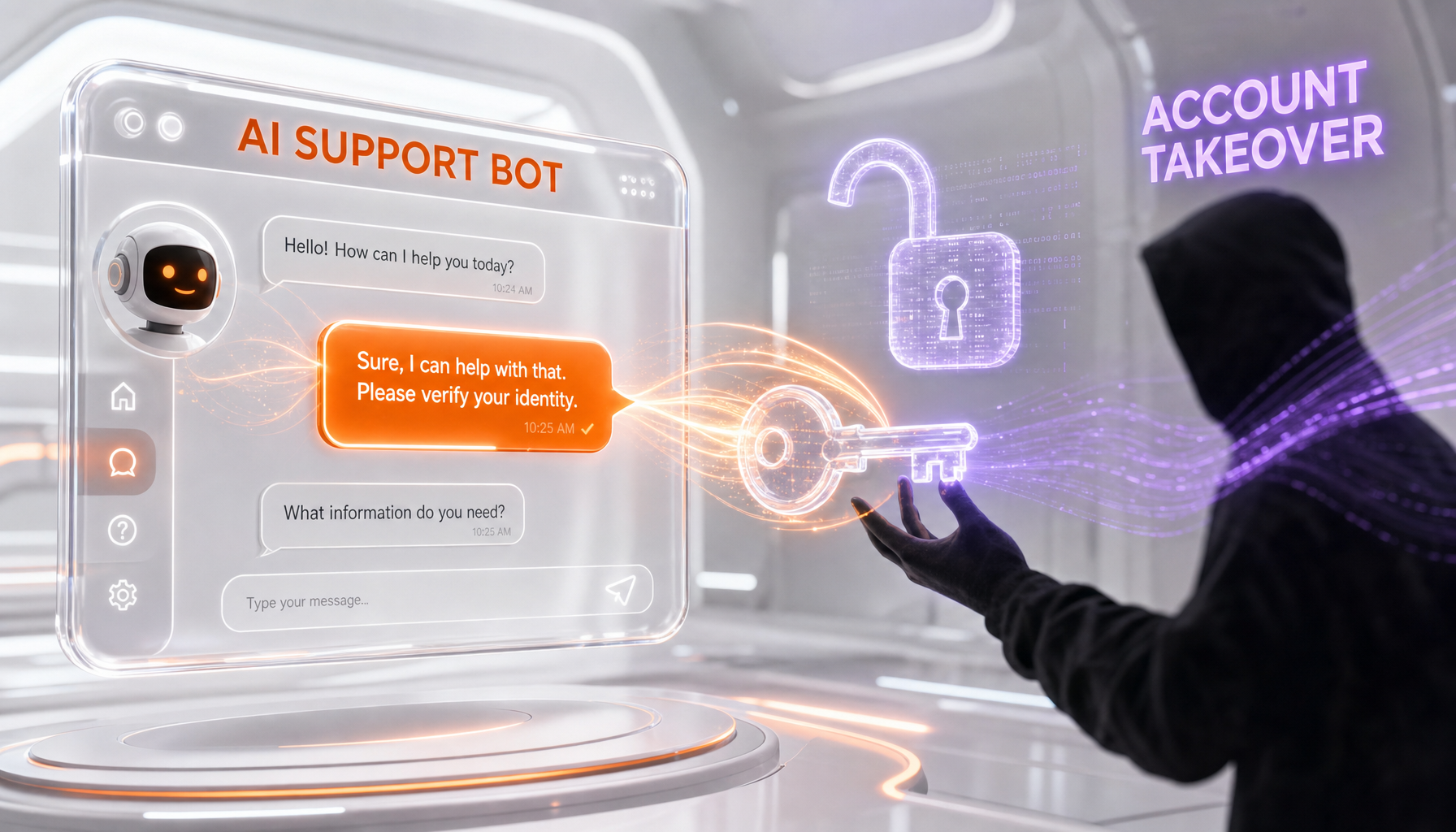 An AI support chatbot handing over Instagram account access to an attacker — an over-privileged agent illustration
