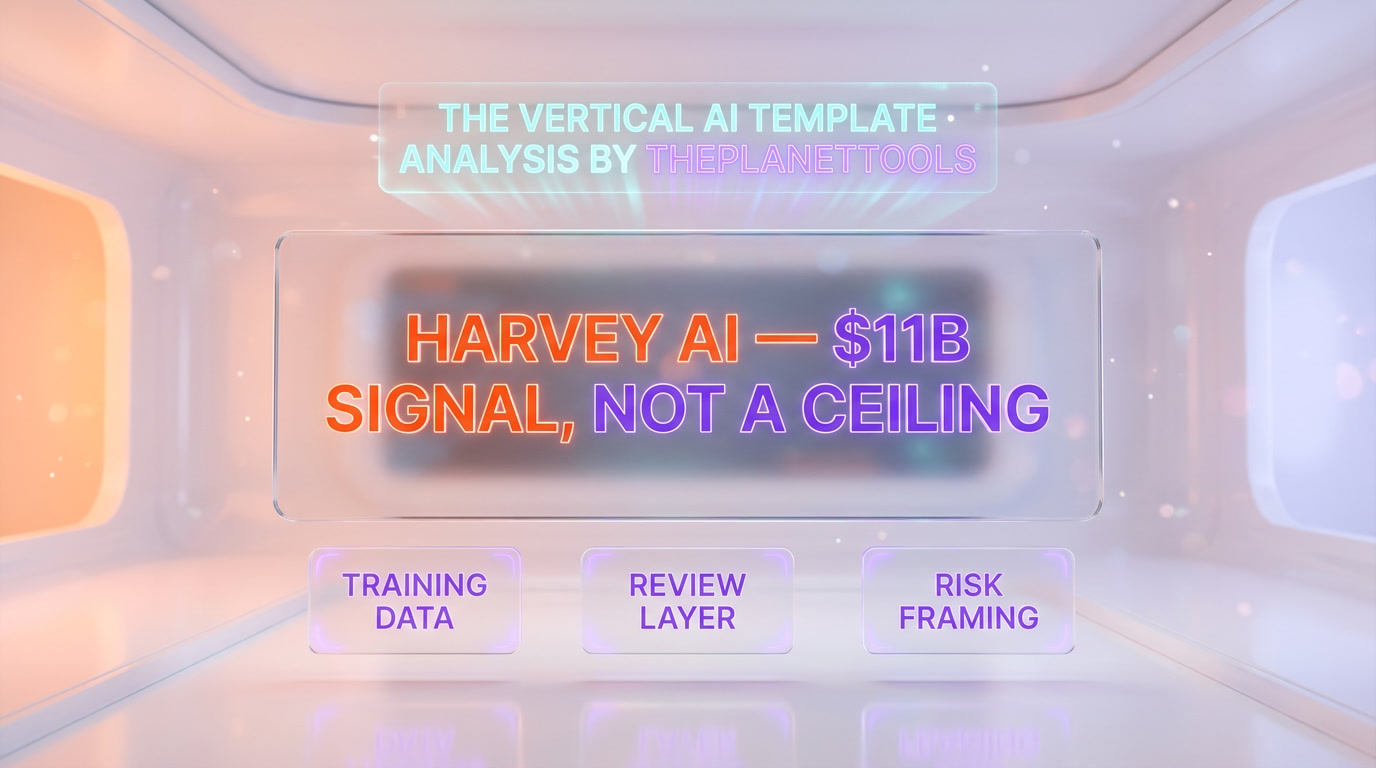 Harvey AI $11B verdict — vertical AI category leader, 100K lawyers and 1,300 firms, analysis by ThePlanetTools