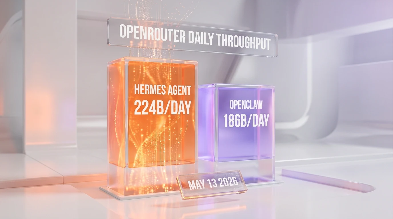 Hermes Agent 224 billion tokens per day vs OpenClaw 186 billion on OpenRouter