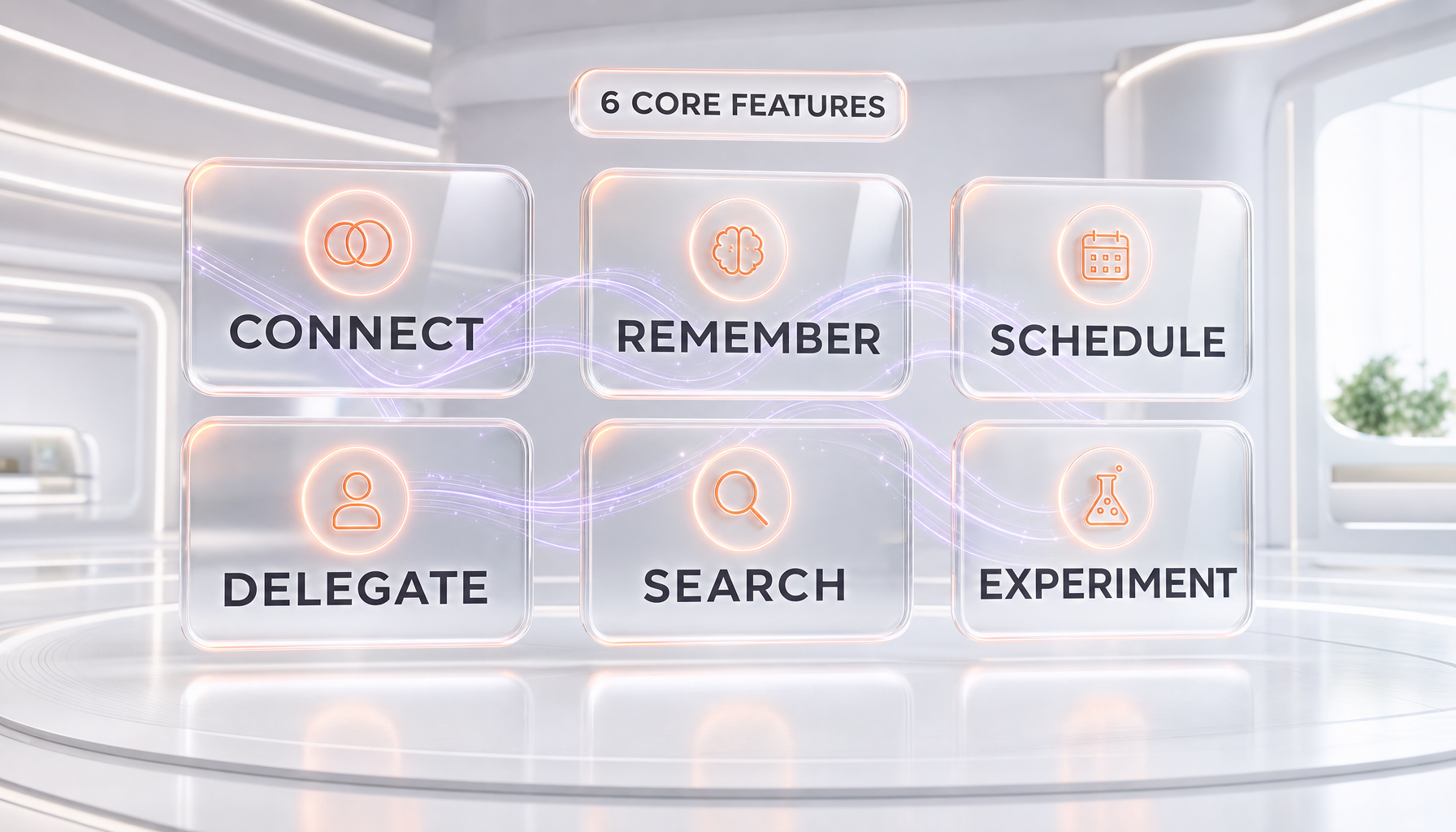 Hermes Desktop six preview capabilities — Connect, Remember, Schedule, Delegate, Search, Experiment