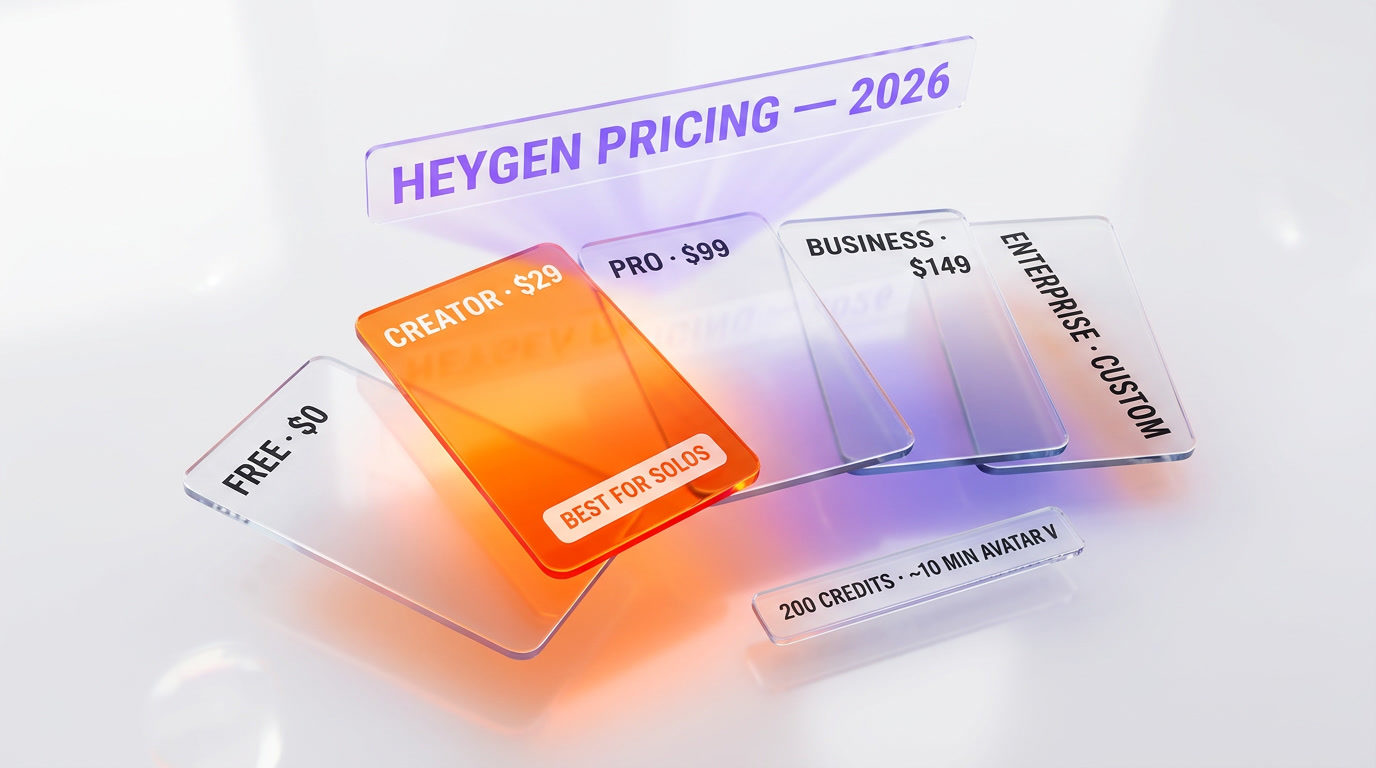 HeyGen Avatar V pricing 2026 — Free, Creator $29 per month, Pro $99 per month, Business $149 per month, Enterprise custom