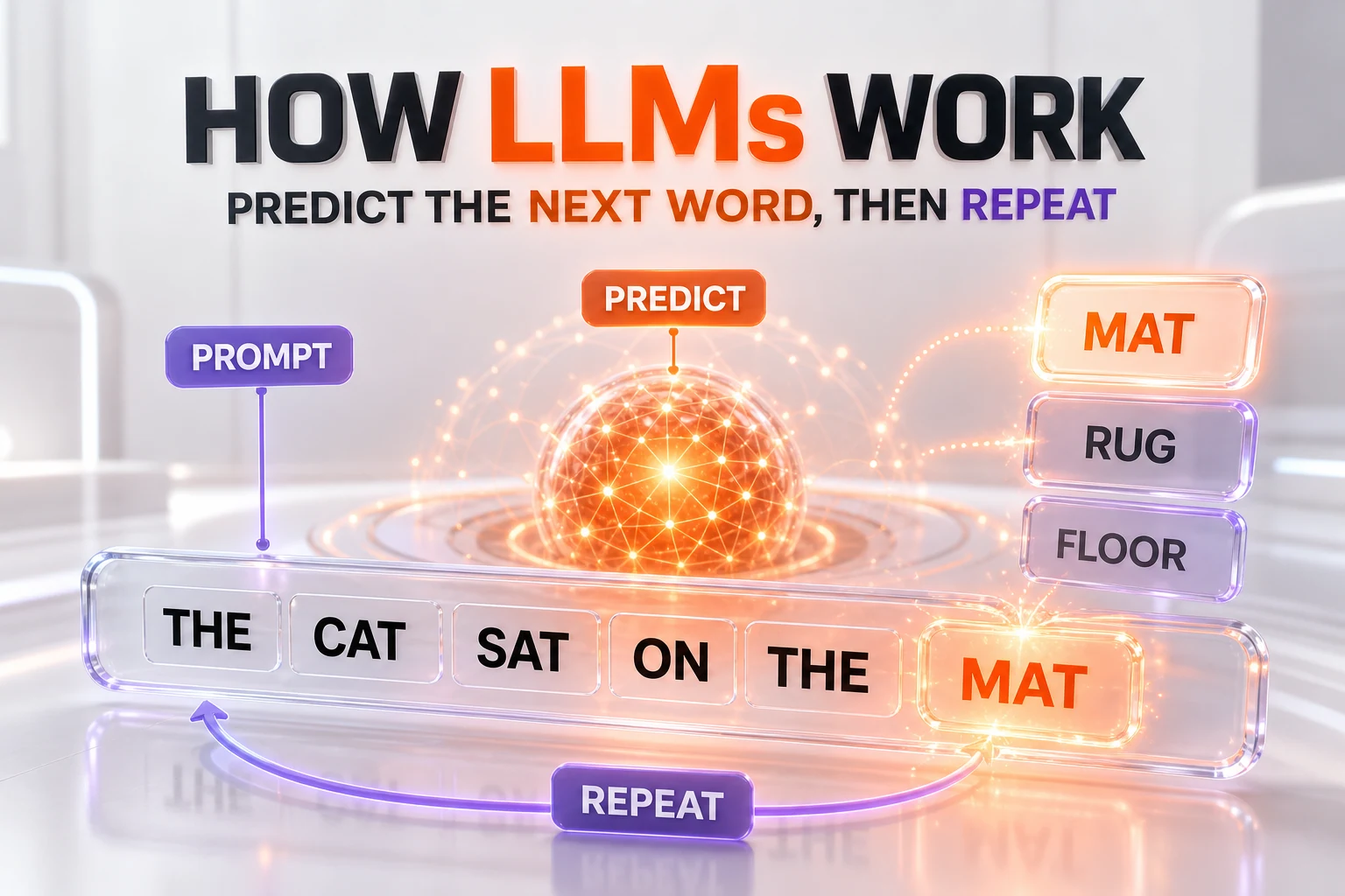 How large language models work — predicting the next word, one token at a time