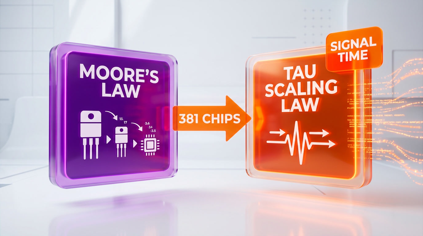 Tau Scaling Law versus Moore's Law — optimizing signal transmission time instead of shrinking transistors