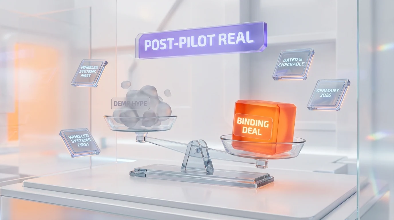 Humanoid hype vs real deployment — a binding dated contract outweighs demo reels