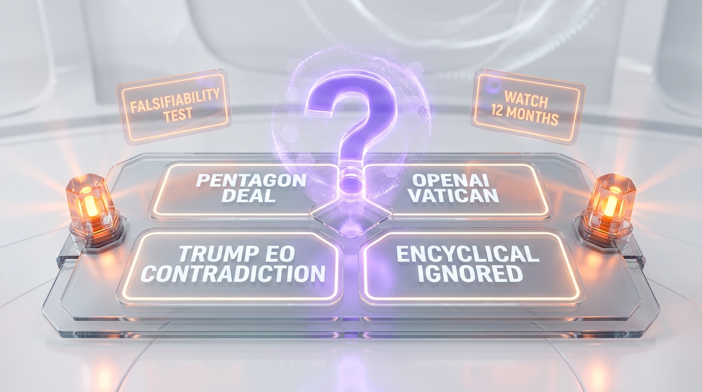 Falsifiability test for the Magnifica Humanitas thesis — Anthropic Pentagon deal, OpenAI Vatican appearance, Trump EO contradiction, encyclical ignored by regulators