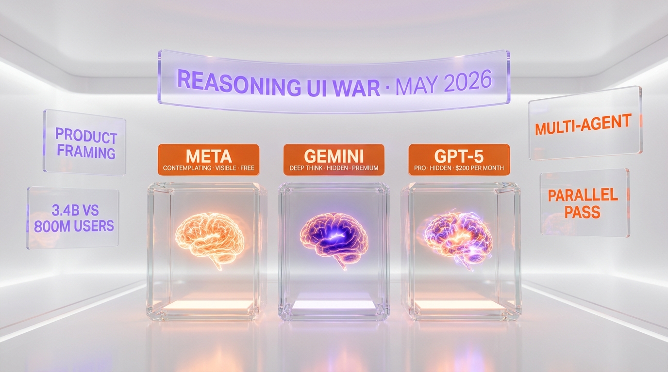 Meta Contemplating mode vs Gemini Deep Think vs GPT-5 Pro reasoning UI comparison
