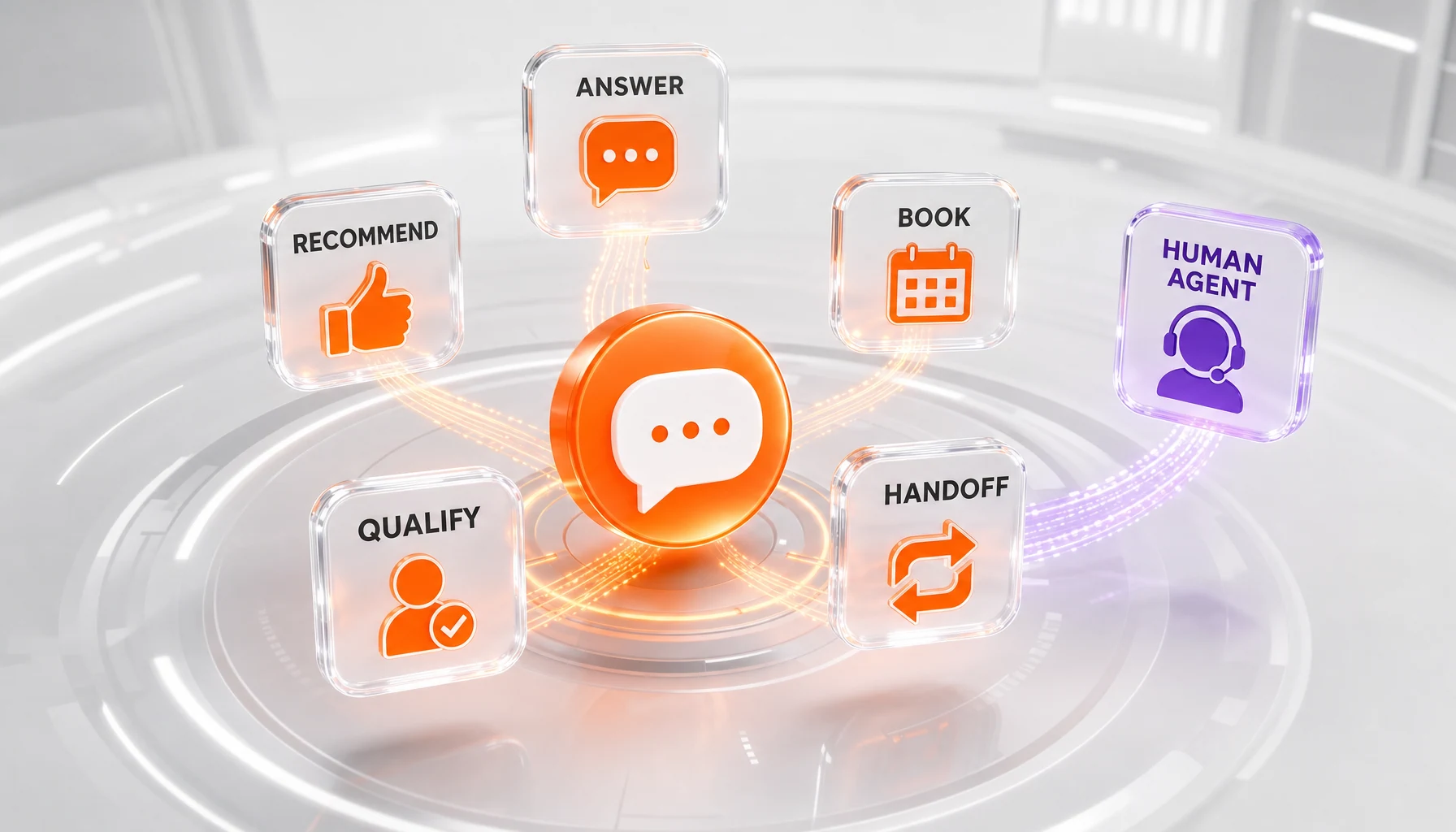 Meta Business Agent capabilities — answer questions, recommend products, book appointments, qualify leads, hand off to human