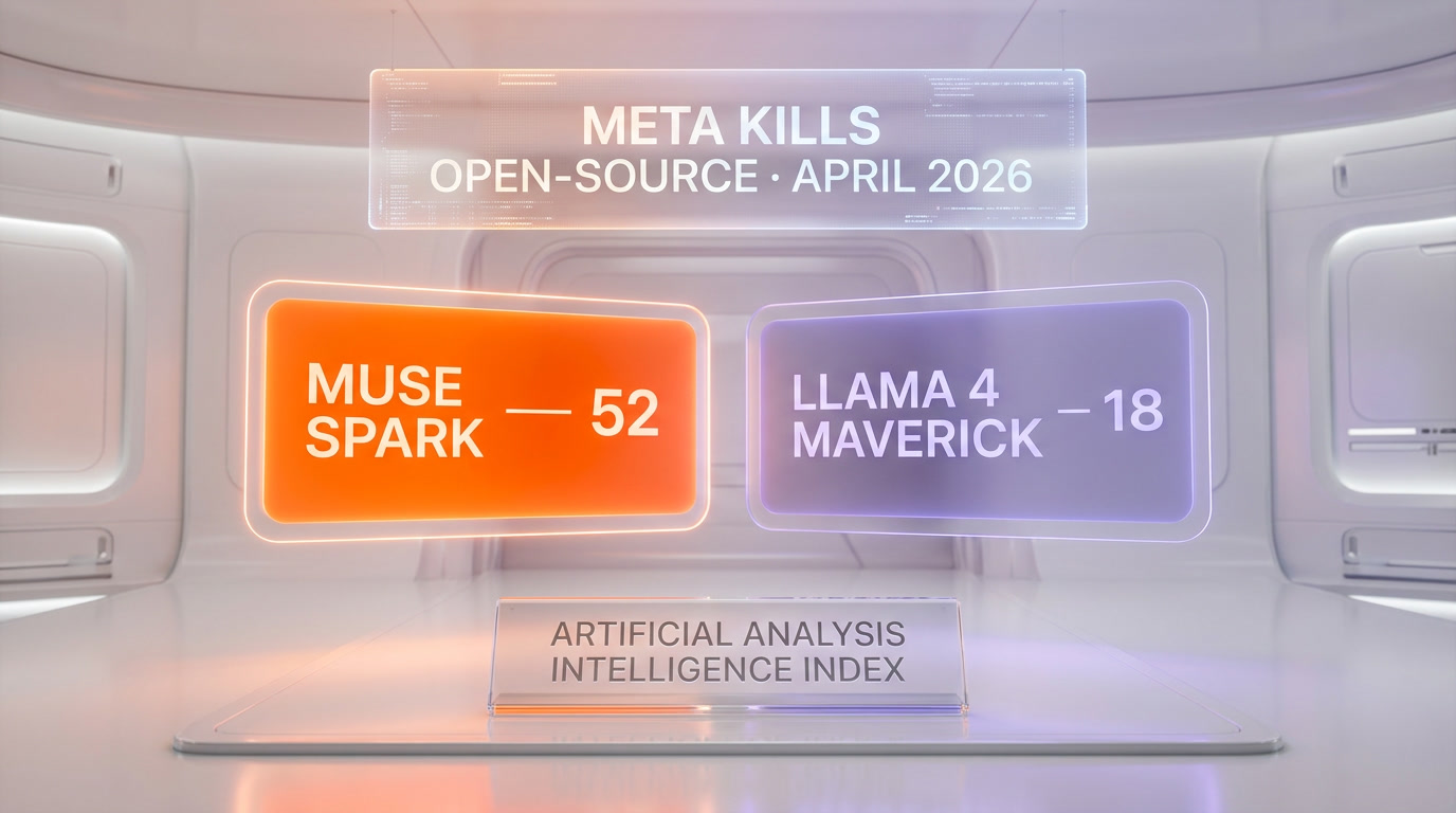 Meta Muse Spark scores 52 on Artificial Analysis Intelligence Index while Llama 4 Maverick scores 18 — the end of Meta's open-source era
