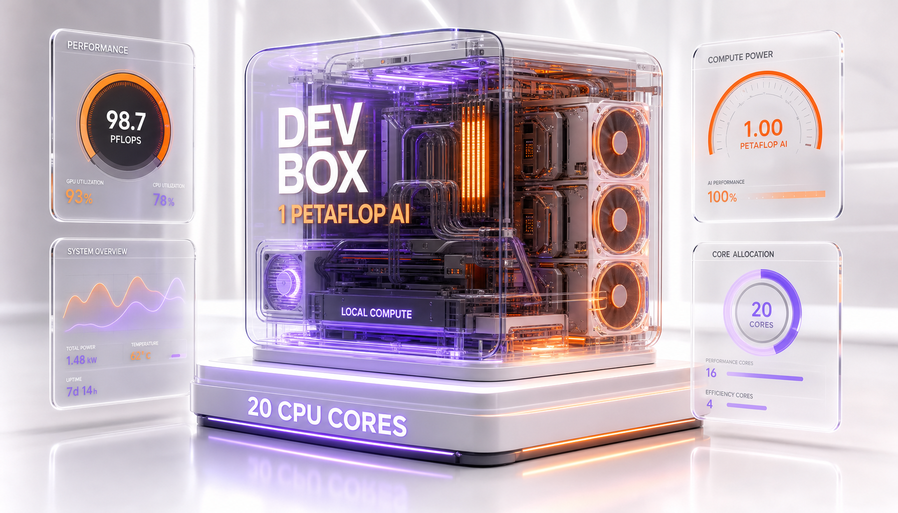 Surface RTX Spark Dev Box with up to 1 petaflop of AI performance and 20 CPU cores for local compute