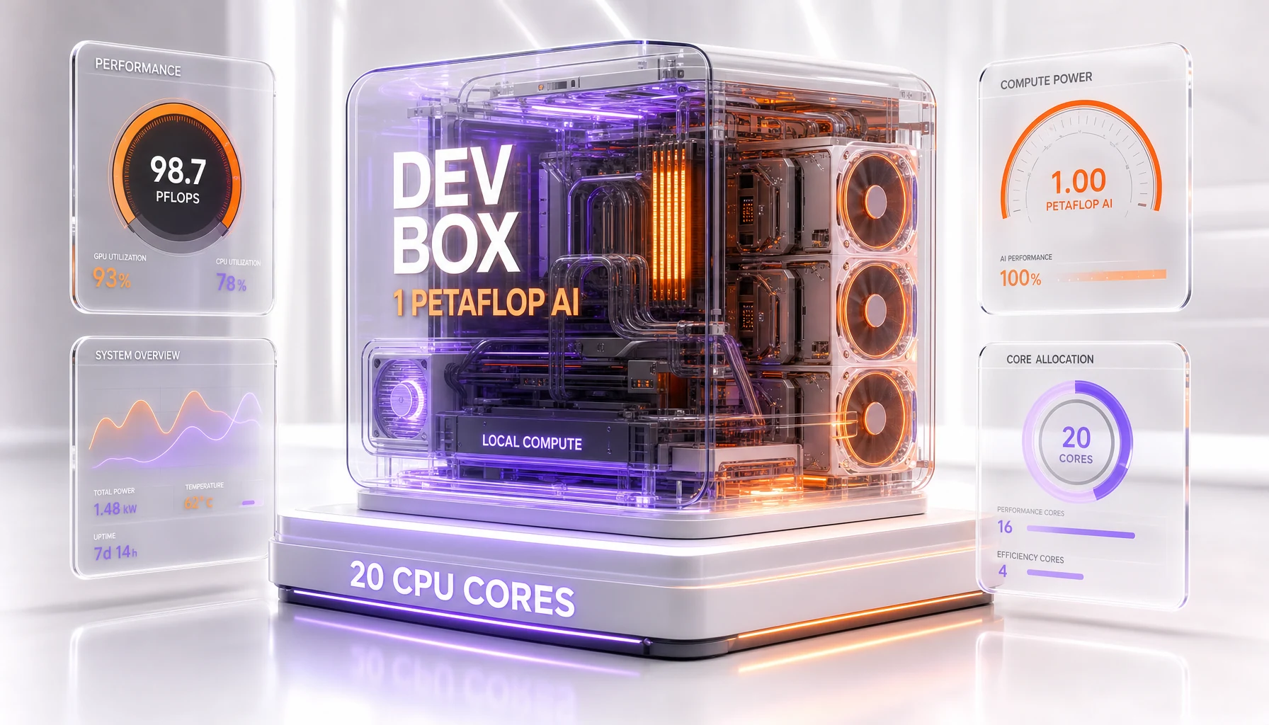 Surface RTX Spark Dev Box with up to 1 petaflop of AI performance and 20 CPU cores for local compute