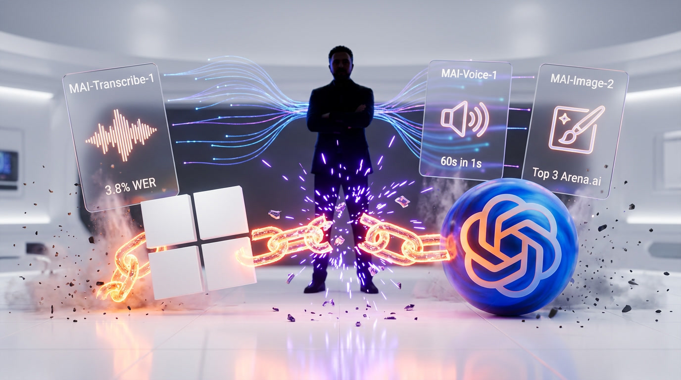 Microsoft MAI models launch — MAI-Transcribe-1, MAI-Voice-1, and MAI-Image-2 breaking from OpenAI dependency