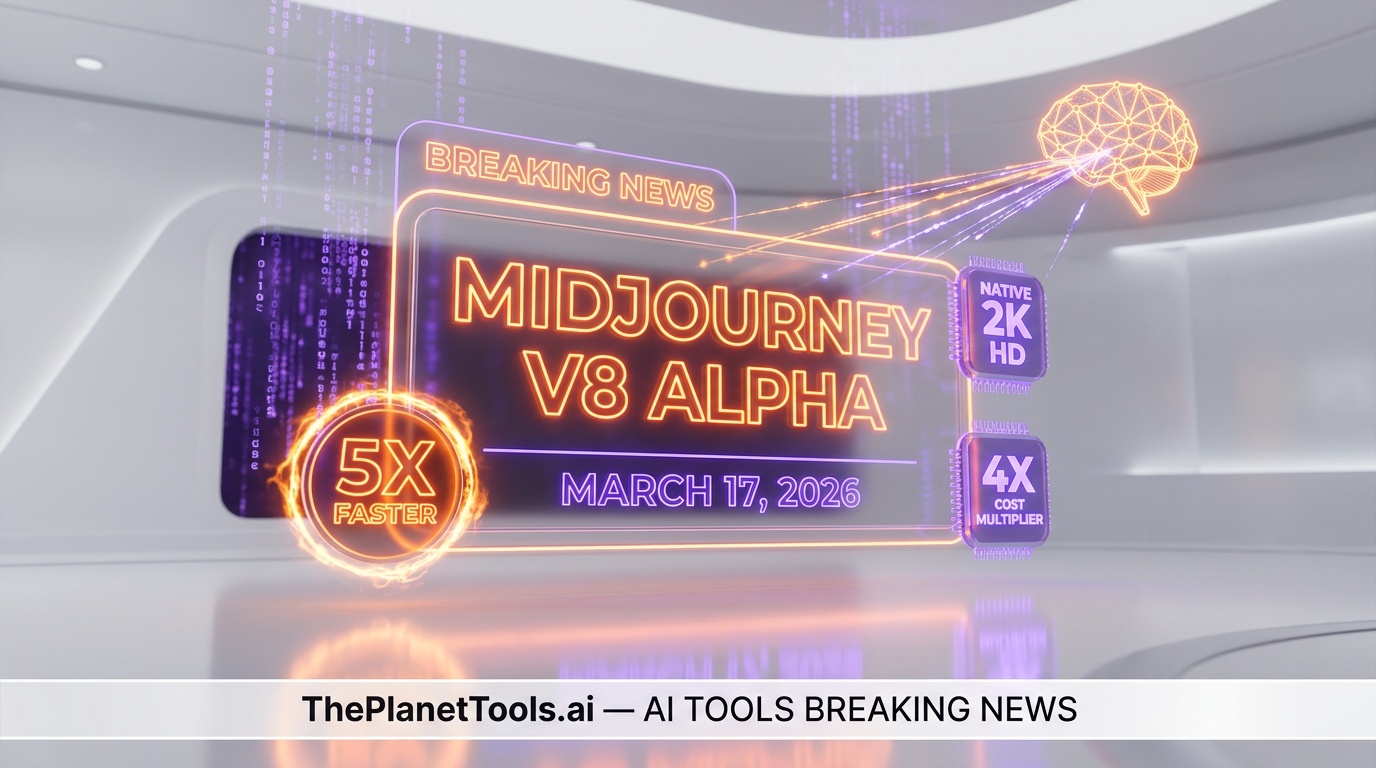 Midjourney V8 Alpha 5x Faster Native 2K 2026 ThePlanetTools ai Midjourney V8 Alpha 5x Faster Native 2K 2026 ThePlanetTools ai