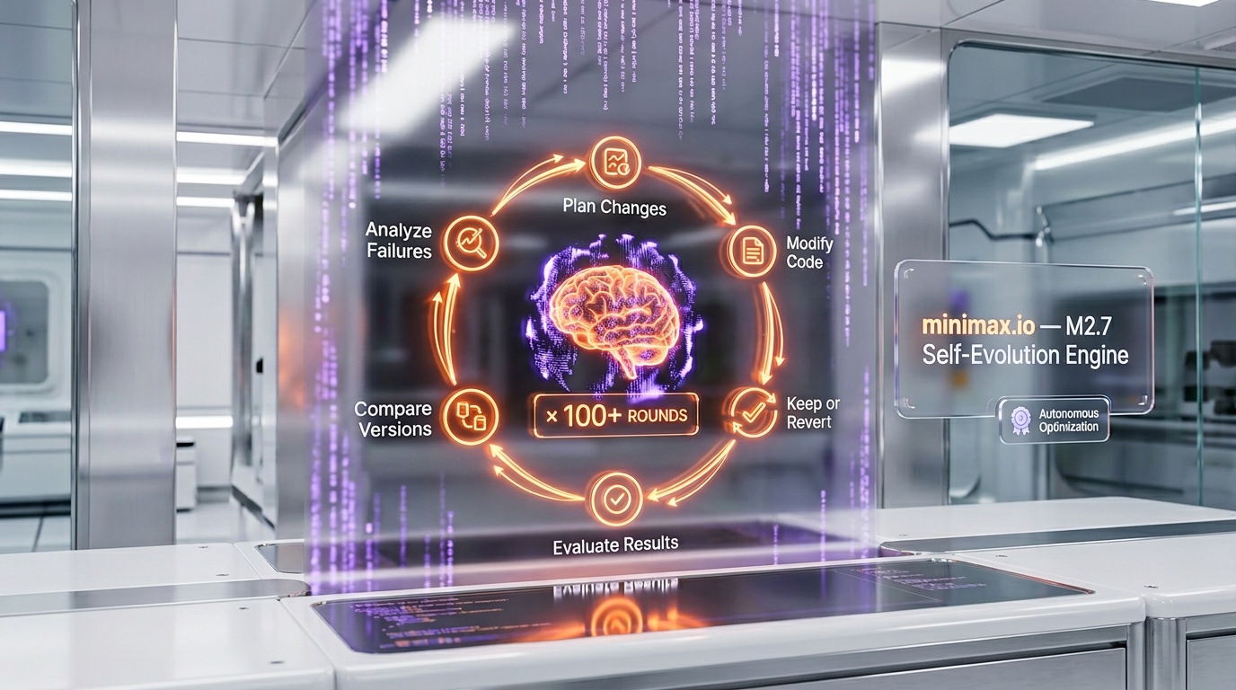 MiniMax M2.7: The Self-Evolving AI Model That Optimized Itself Through 100+ Autonomous Rounds — Screenshot – Self-Evolution Loop