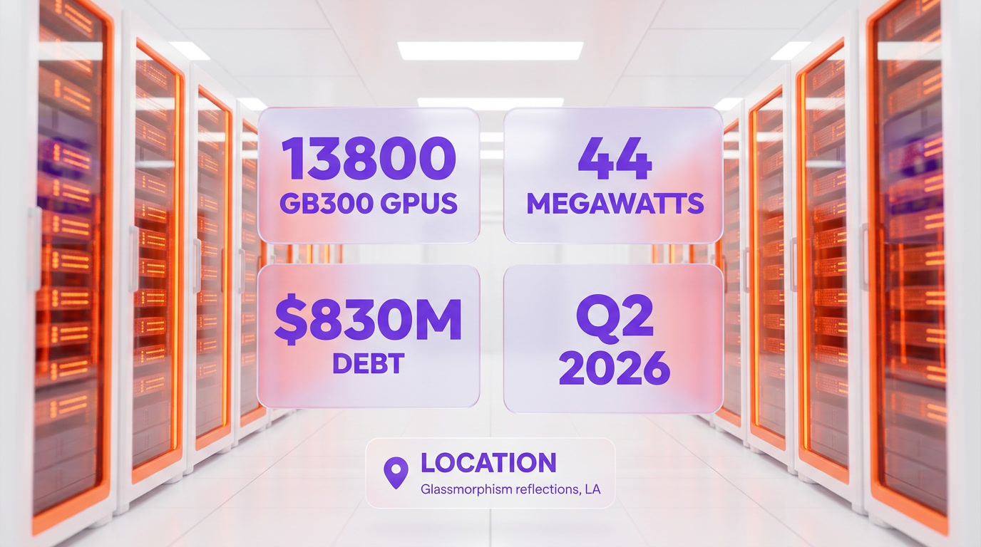 Mistral Bruyères-le-Châtel data center specifications — 13,800 GB300 GPUs, 44 MW, $830M debt