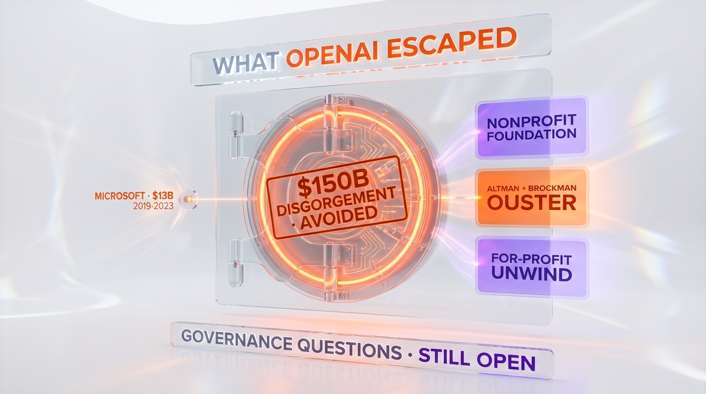 What OpenAI and Microsoft avoided — up to $150B disgorgement to nonprofit foundation, Altman and Brockman removal, for-profit unwind