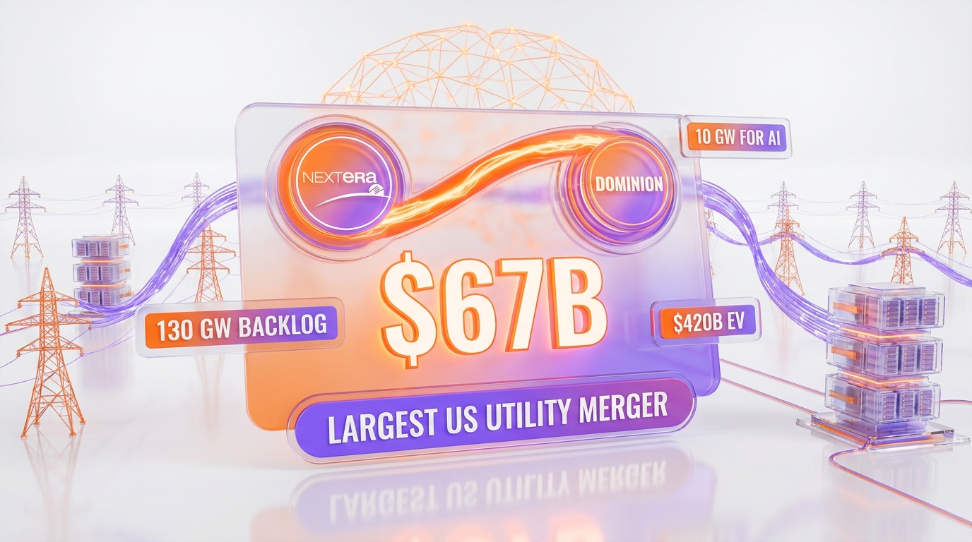 NextEra acquires Dominion Energy for $67 billion — the largest US utility merger, built for AI data-center power demand