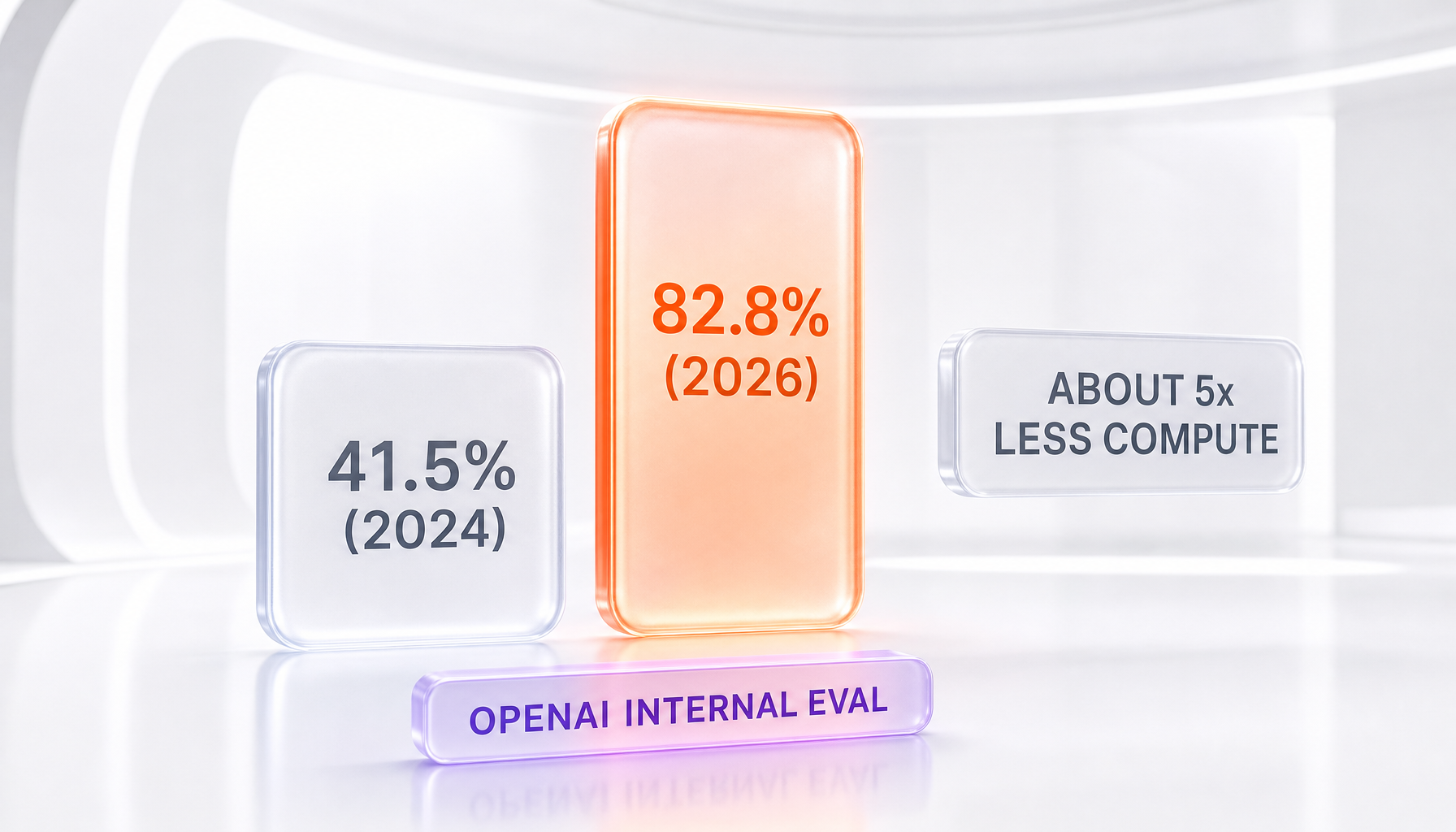 OpenAI internal evaluation — factual recall 41.5% in 2024 versus 82.8% in 2026, with about 5x less compute to serve memory