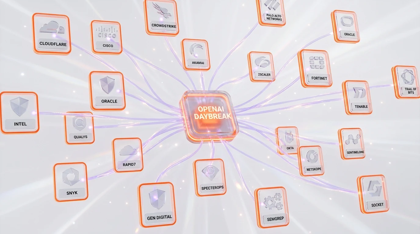 20 plus Daybreak cybersecurity partners constellation map including Cloudflare Cisco CrowdStrike Palo Alto Snyk Trail of Bits SpecterOps and others