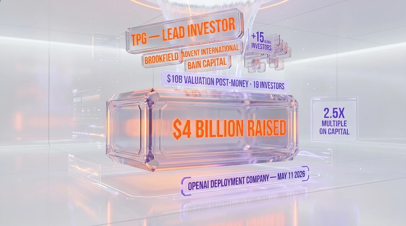 OpenAI Deployment Company $4 billion funding waterfall — TPG lead investor plus 18 co-investors including Brookfield, Advent International and Bain Capital flowing into the central JV hub