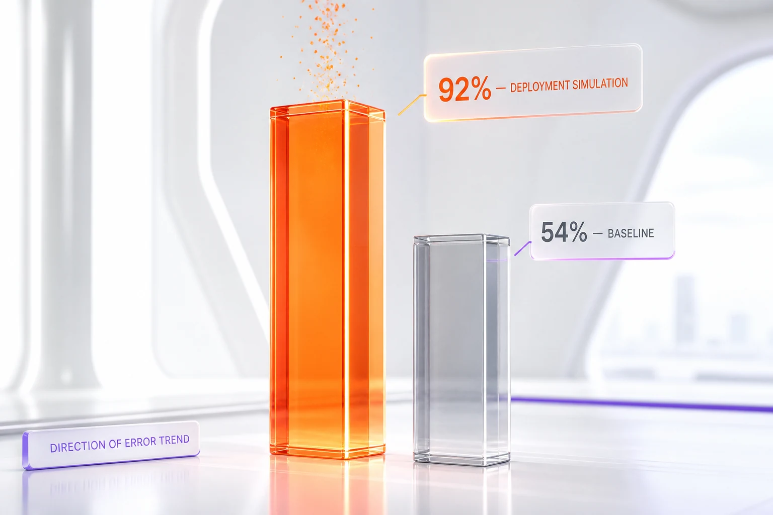 Deployment Simulation 92 percent directional accuracy versus 54 percent baseline