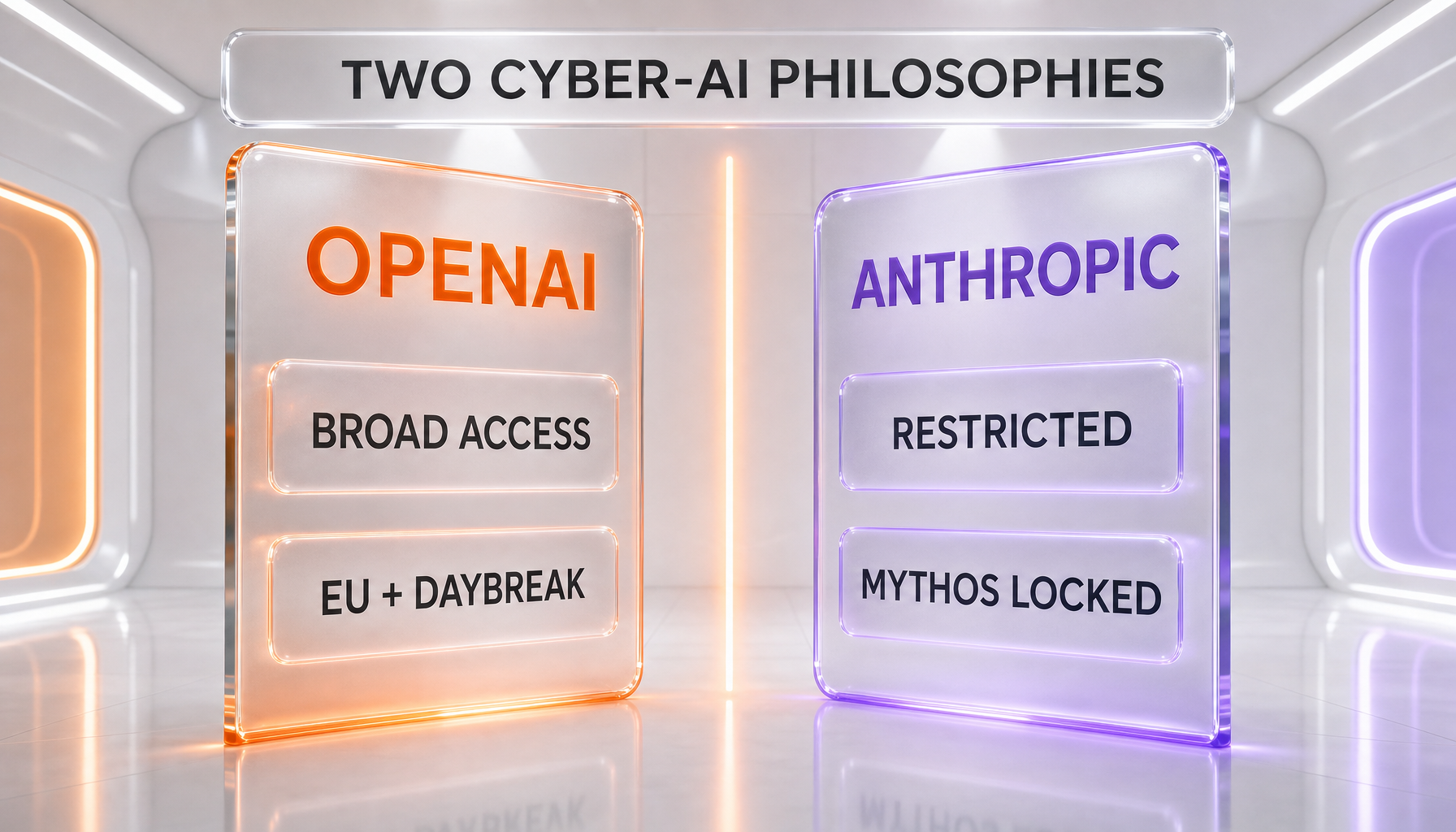 OpenAI broad access versus Anthropic restricted access — two deployment philosophies for frontier cyber AI