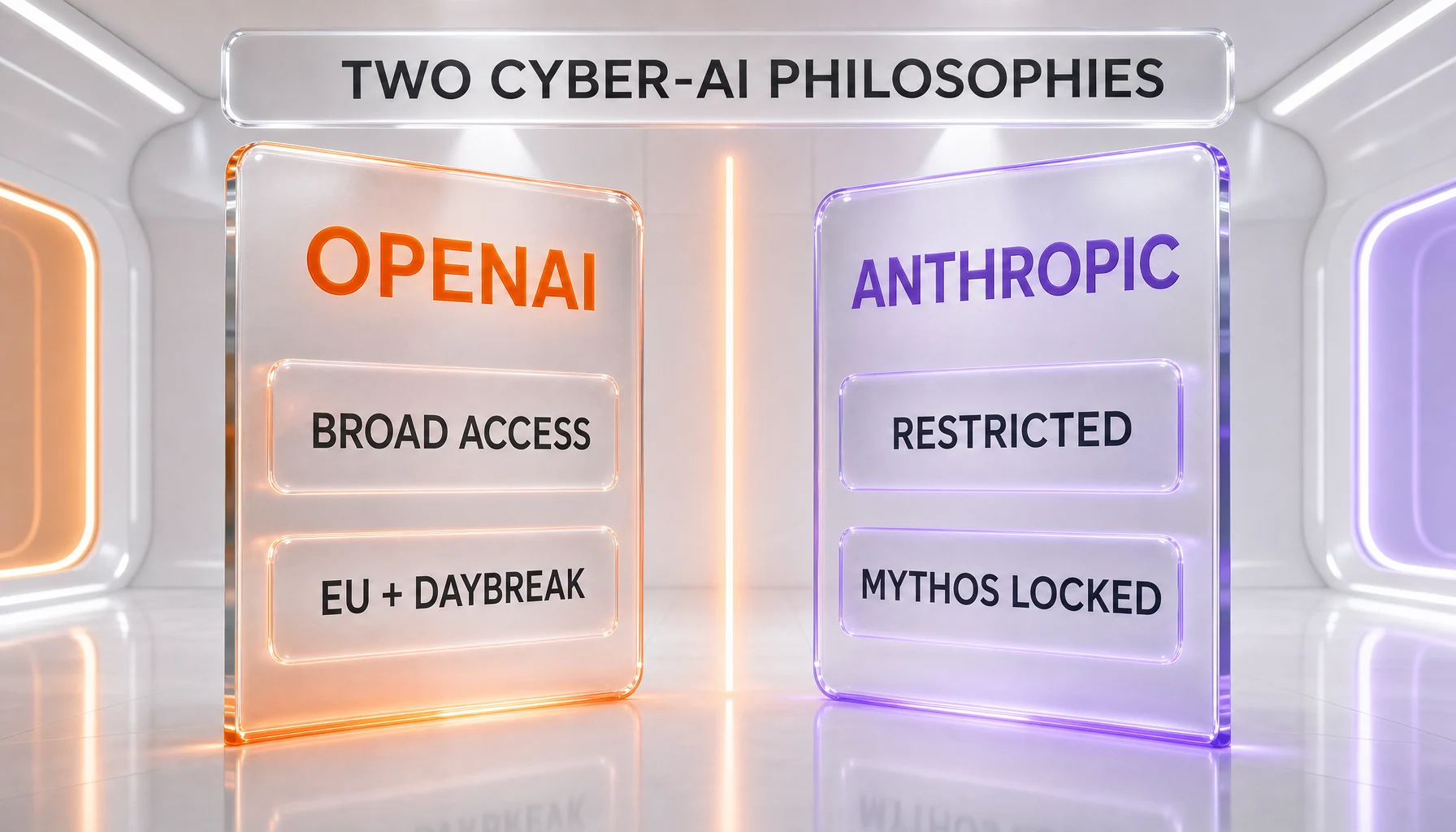 OpenAI broad access versus Anthropic restricted access — two deployment philosophies for frontier cyber AI