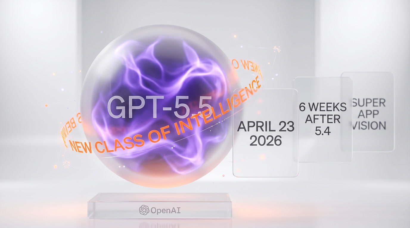 GPT-5.5 launch glass orb with new class of intelligence hologram