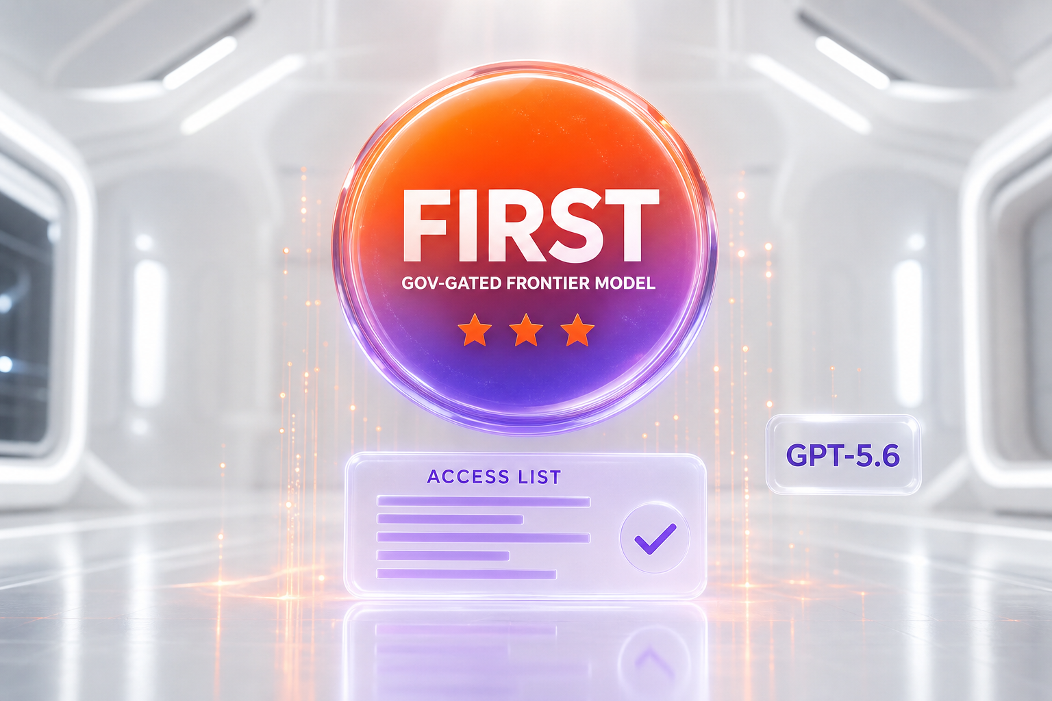 Conceptual visual — GPT-5.6 marked as the first frontier AI model released under a US government access list