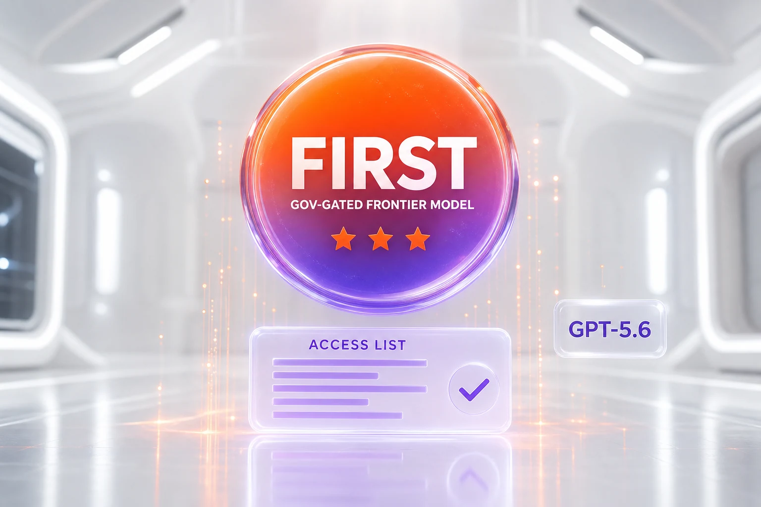 Conceptual visual — GPT-5.6 marked as the first frontier AI model released under a US government access list
