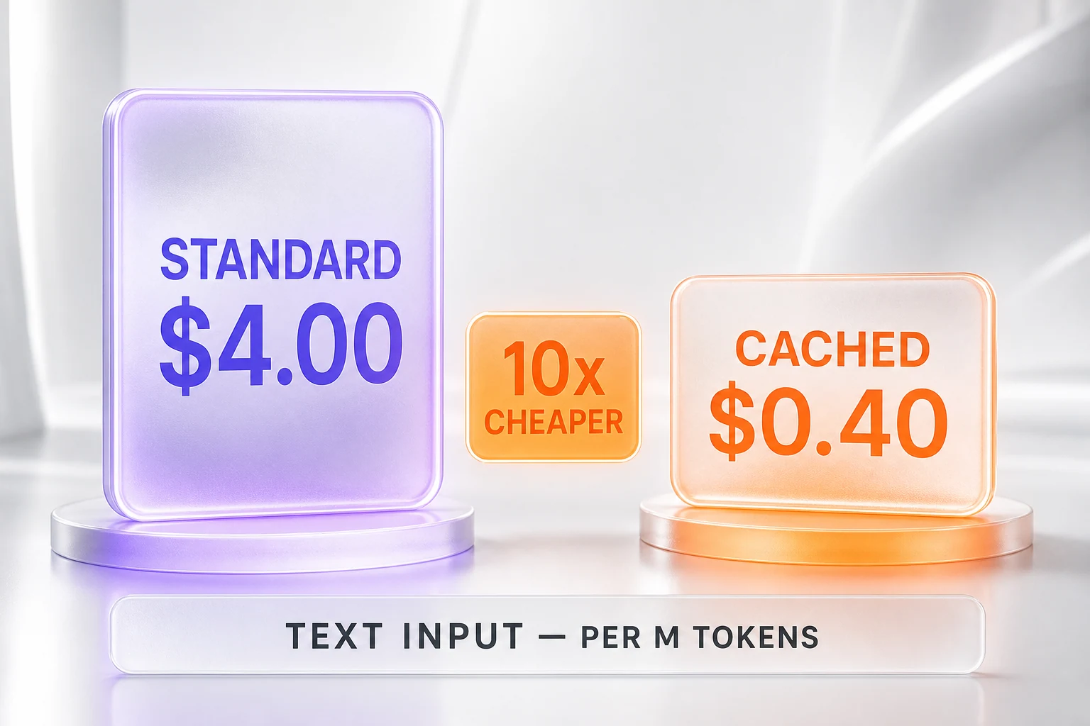 Cached text tokens billed at 0.40 dollar per million versus 4.00 dollars standard on gpt-realtime-2.1 — Illustration