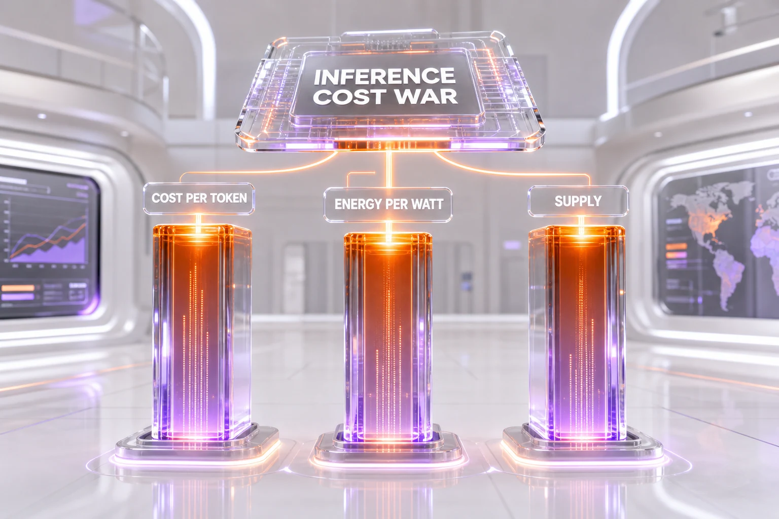Visual of the AI inference-cost war — labs designing custom chips to cut the cost and energy of serving models