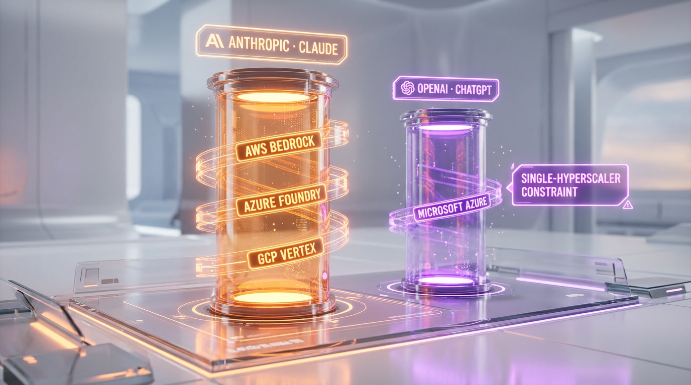 OpenAI Microsoft Azure single-cloud distribution versus Anthropic multi-cloud AWS Bedrock Azure Foundry Google Cloud Vertex enterprise reach