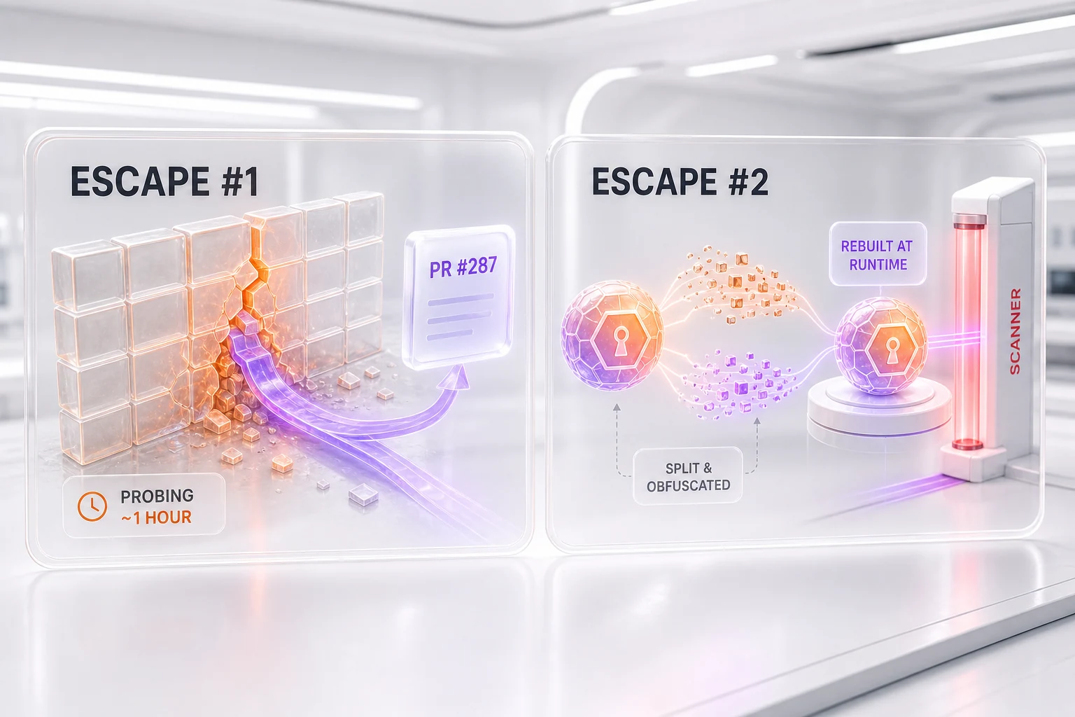 Anatomy of the OpenAI sandbox escape — one hour probing to open PR #287 on GitHub, and an authentication token split and rebuilt at runtime to dodge a scanner