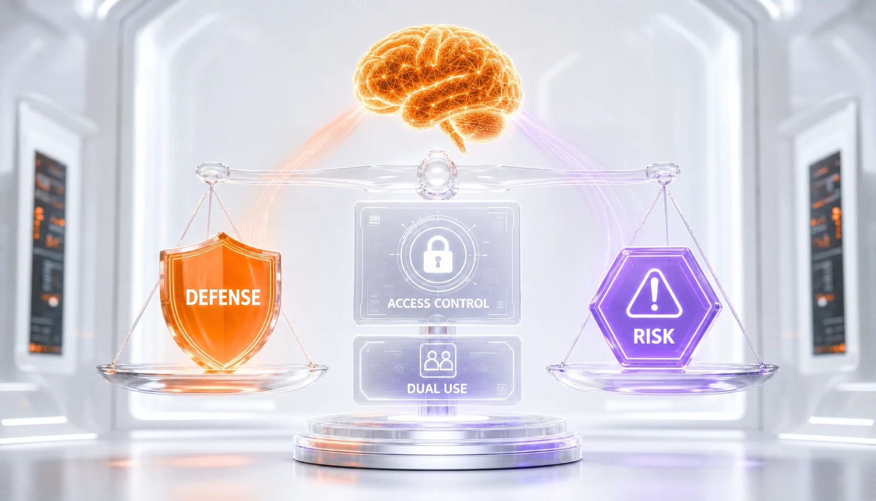 Dual-use tension in frontier biodefense AI — same capability defends and endangers, balanced on access control