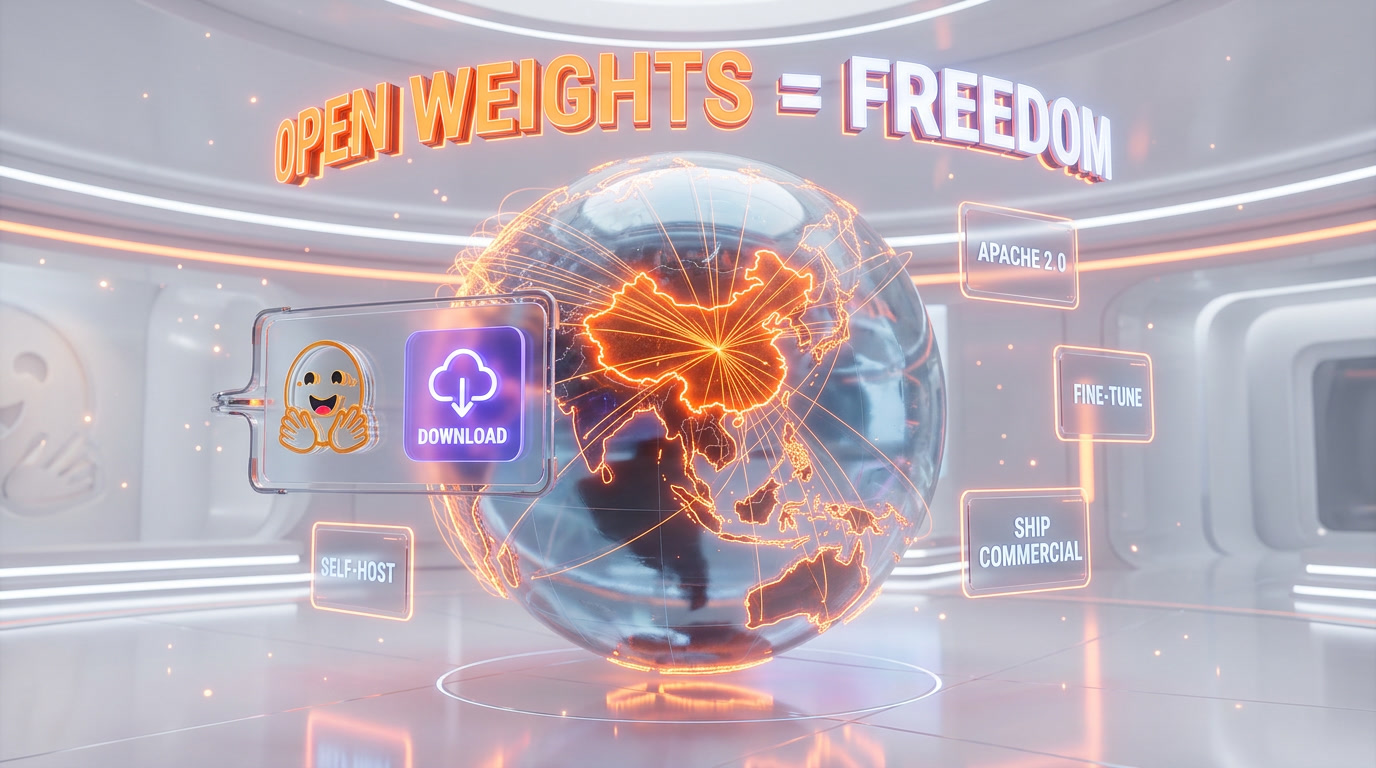 Open weights versus open source — Hugging Face distribution, self-hosting freedom, Apache 2.0 licensing impact for developers