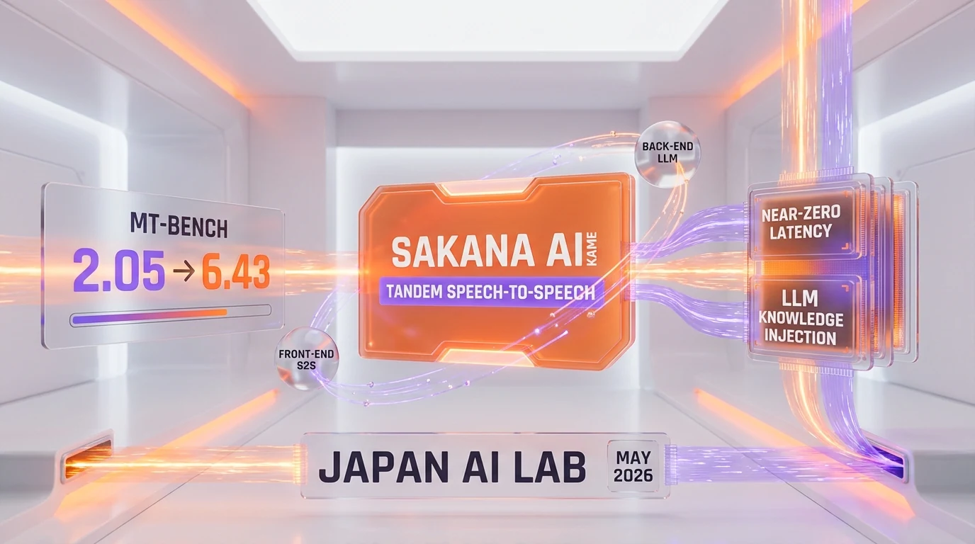 Sakana AI KAME — Tandem Speech-to-Speech Architecture, MT-Bench 2.05 to 6.43