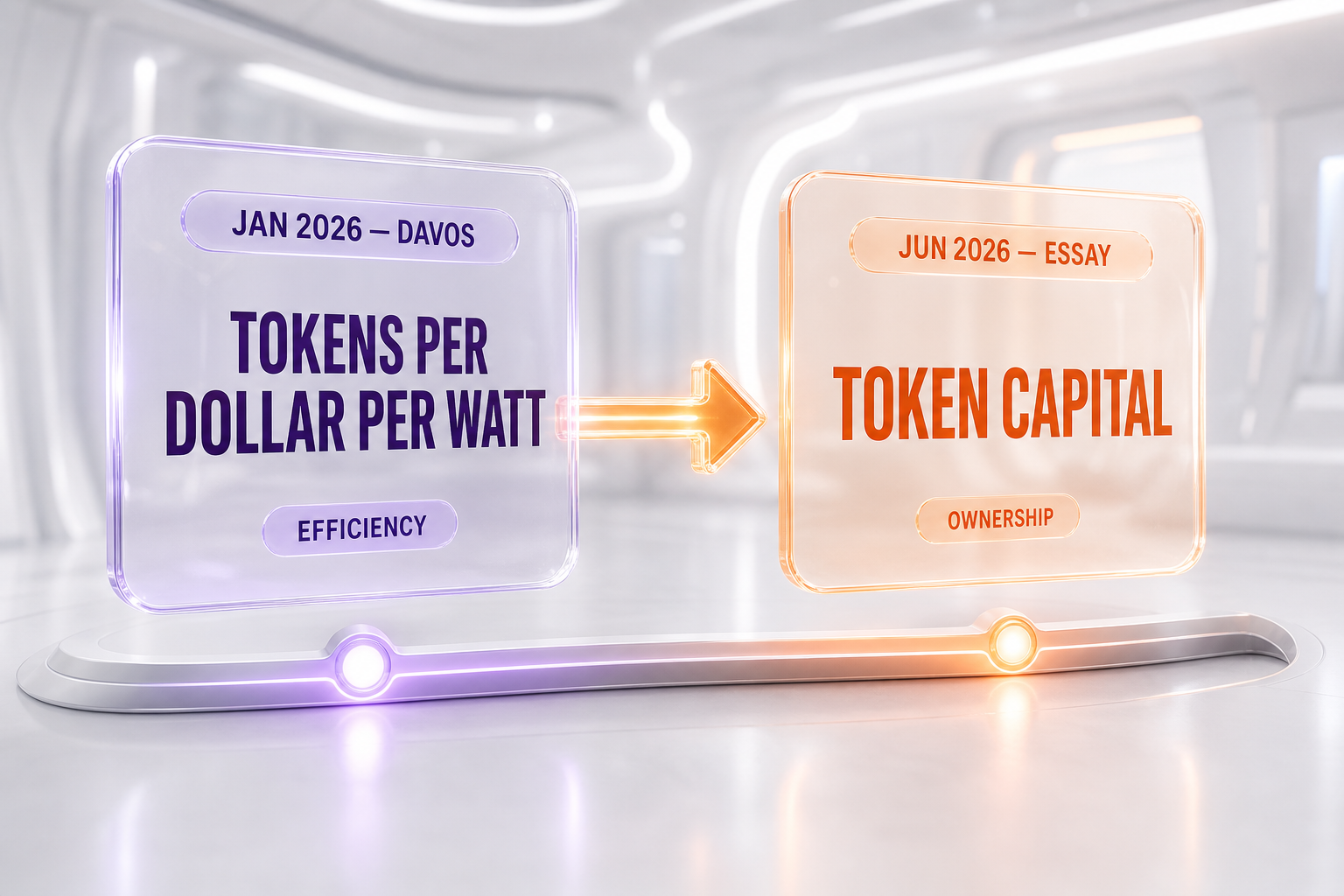 Evolution from tokens per dollar per watt at Davos to token capital — efficiency to ownership