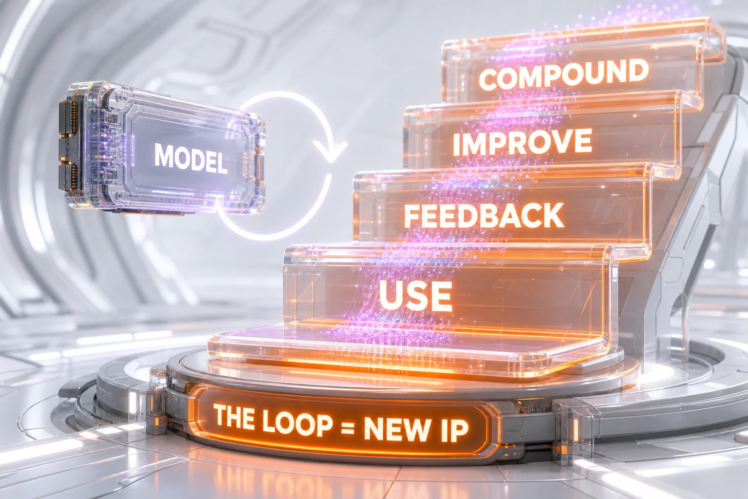 The learning loop — a hill climbing machine where AI capability compounds and the model stays swappable